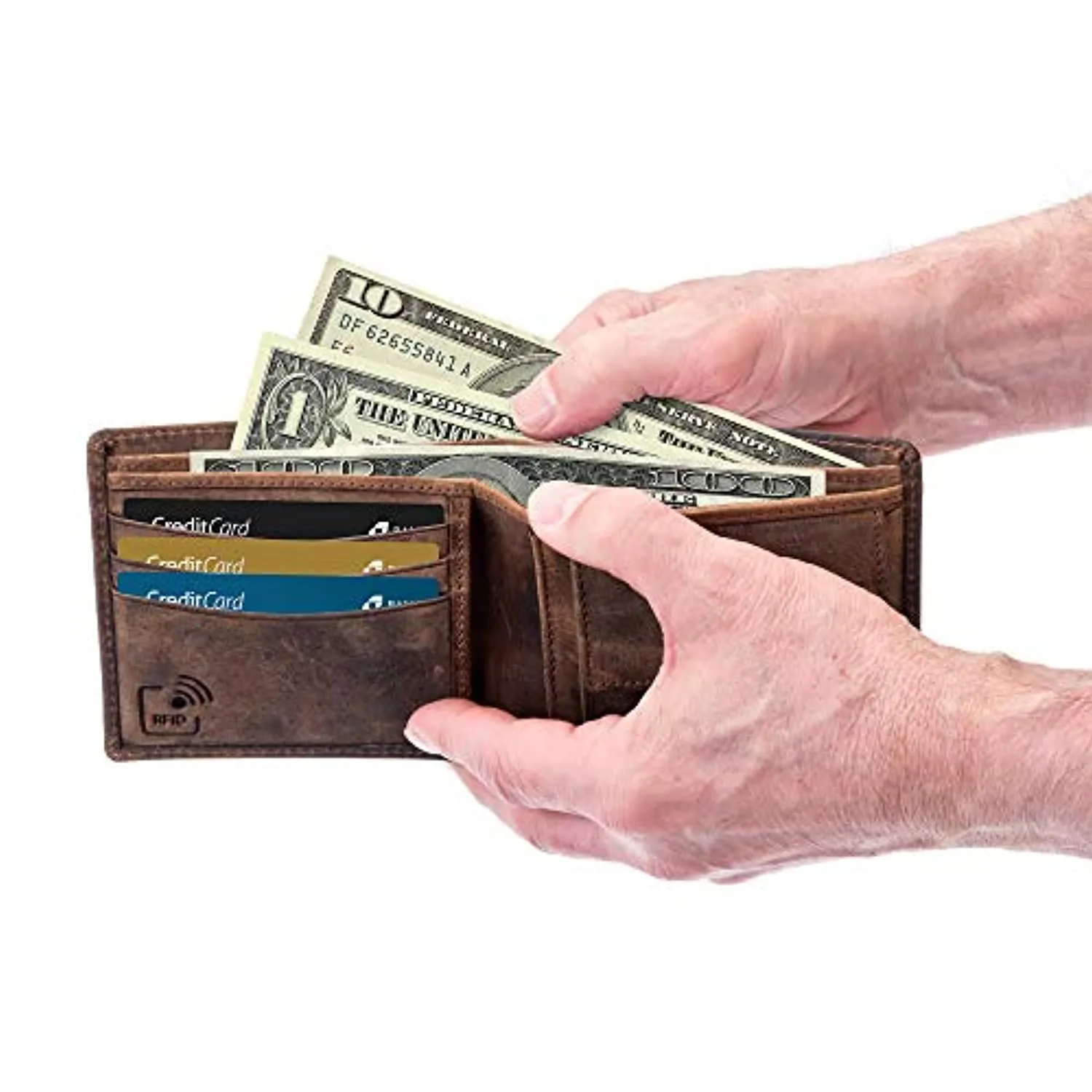 Mens RFID Blocking Slim Genuine Leather Wallet  - With Gift Box