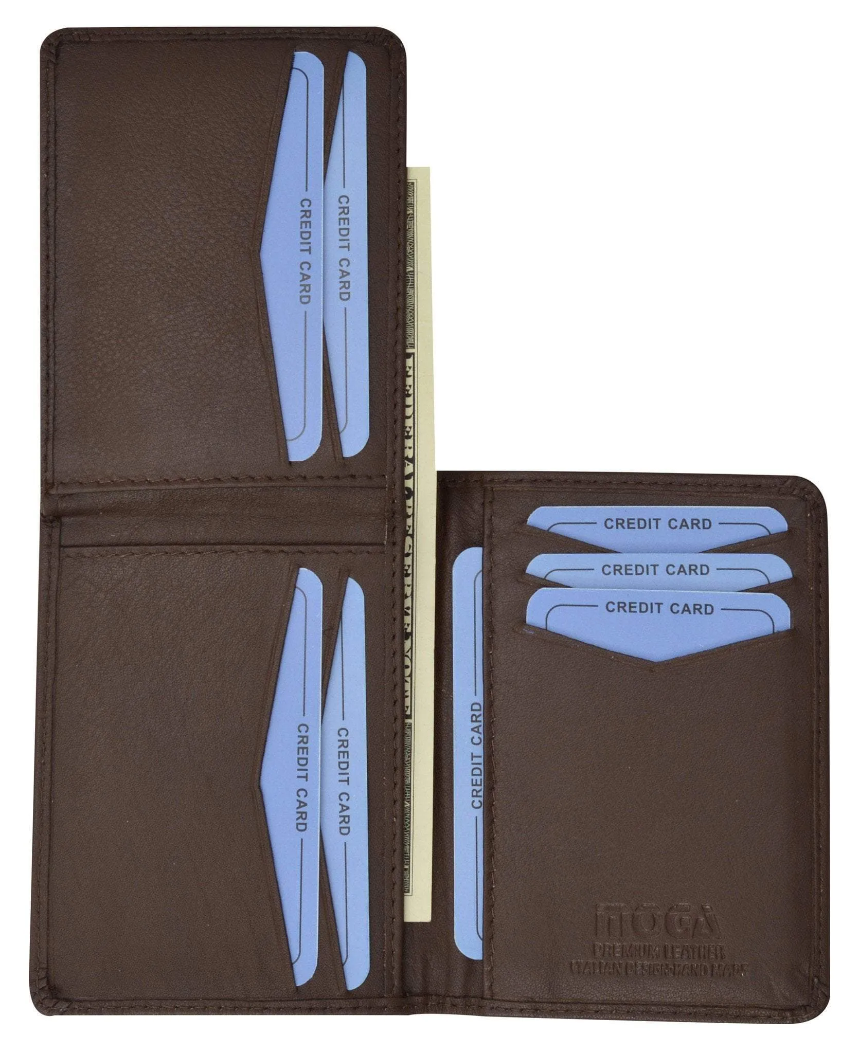 Moga Handmade Leather L Shape Bifold ID Card Holder Wallet  90139
