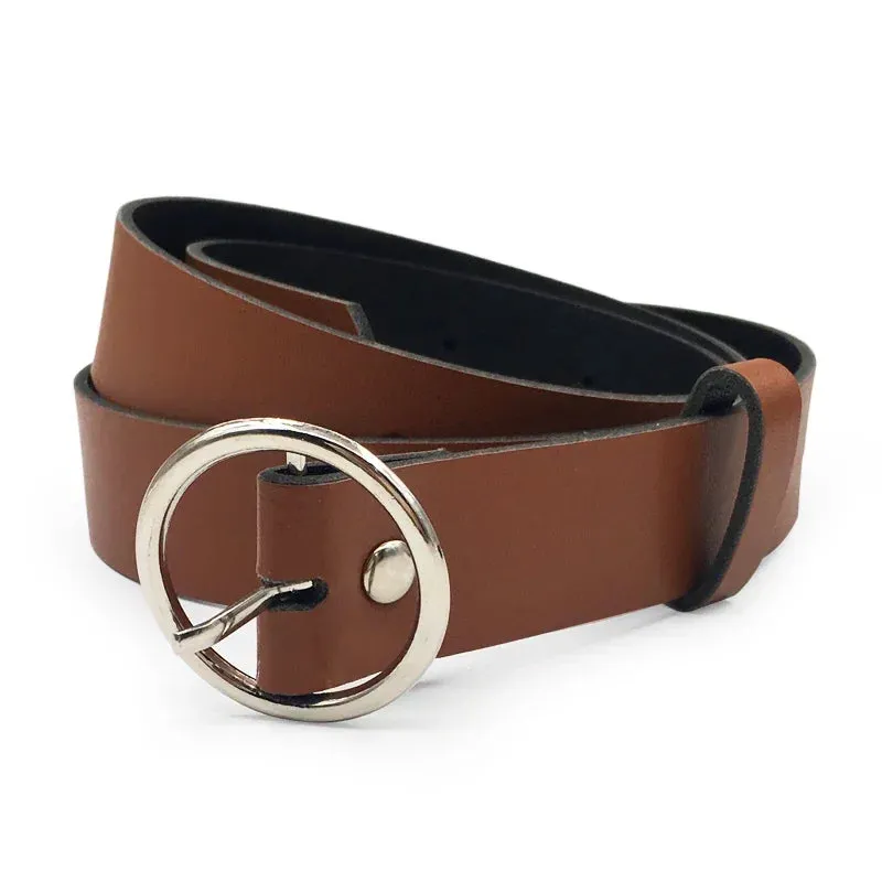 None Round Women Solid Fashion Buckle Waist Casual Shape Belt Riem Cinto Feminino Ceinture Femme Cinturon Mujer Harajuku Cinto