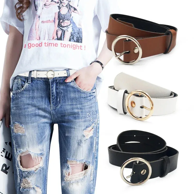 None Round Women Solid Fashion Buckle Waist Casual Shape Belt Riem Cinto Feminino Ceinture Femme Cinturon Mujer Harajuku Cinto