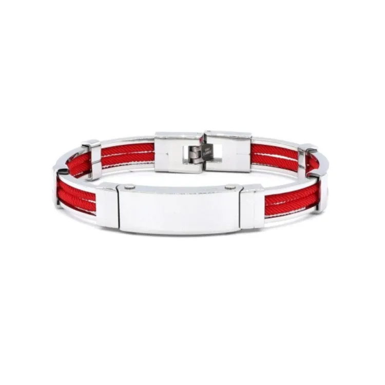 Polished Stainless Steel Bracelet and double Rope