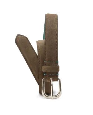 Rare Rabbit Men'S Suedo Olive Belt Leather Fabric Solid