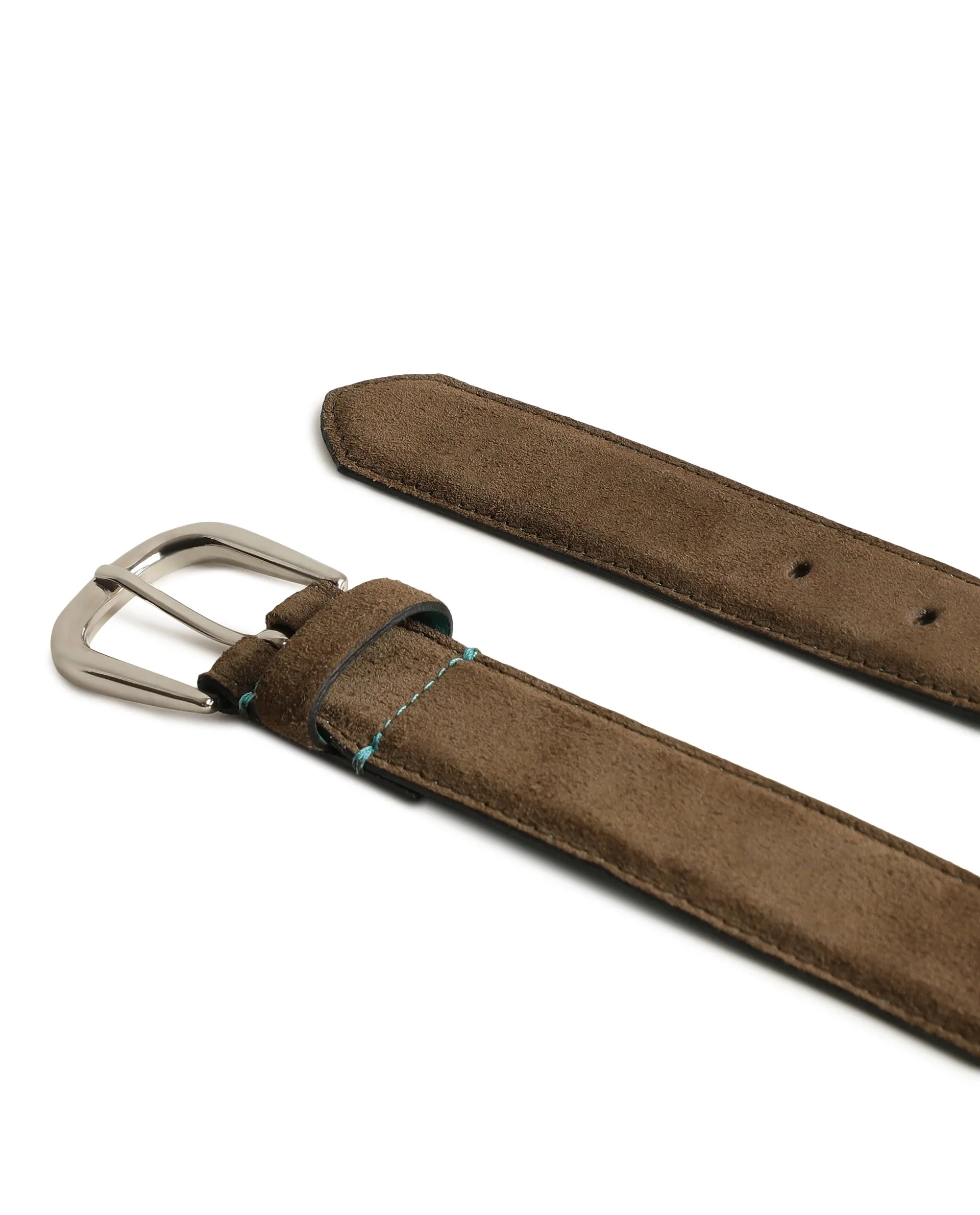 Rare Rabbit Men'S Suedo Olive Belt Leather Fabric Solid