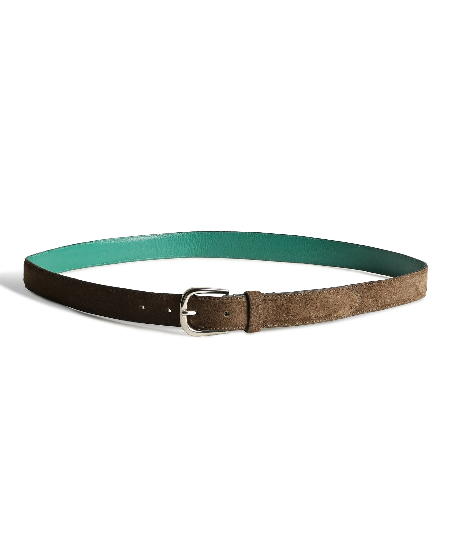 Rare Rabbit Men'S Suedo Olive Belt Leather Fabric Solid
