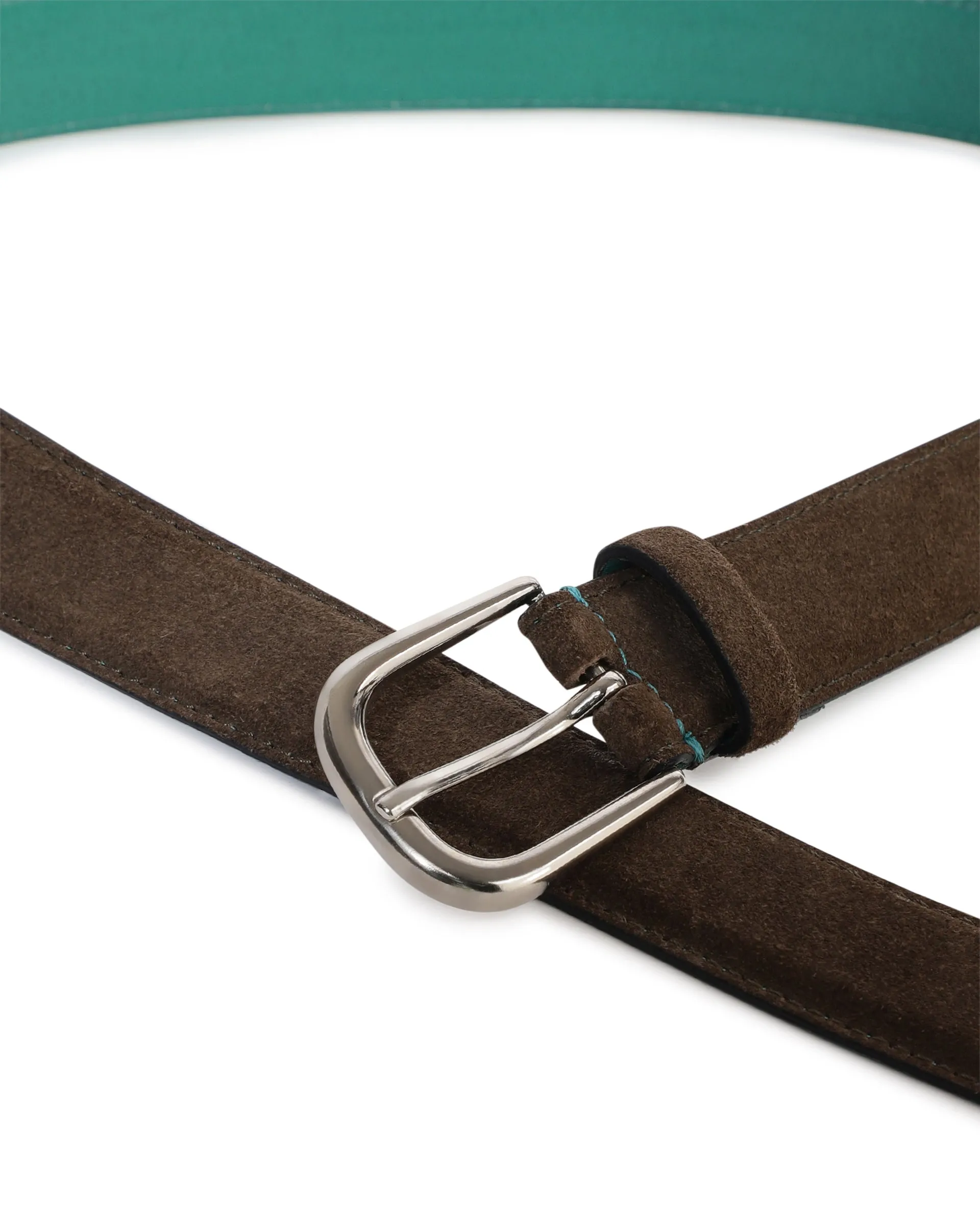 Rare Rabbit Men'S Suedo Olive Belt Leather Fabric Solid
