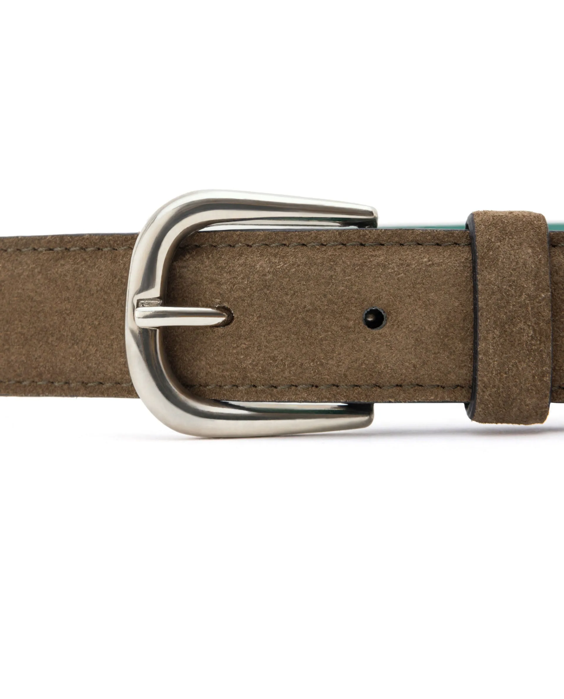 Rare Rabbit Men'S Suedo Olive Belt Leather Fabric Solid