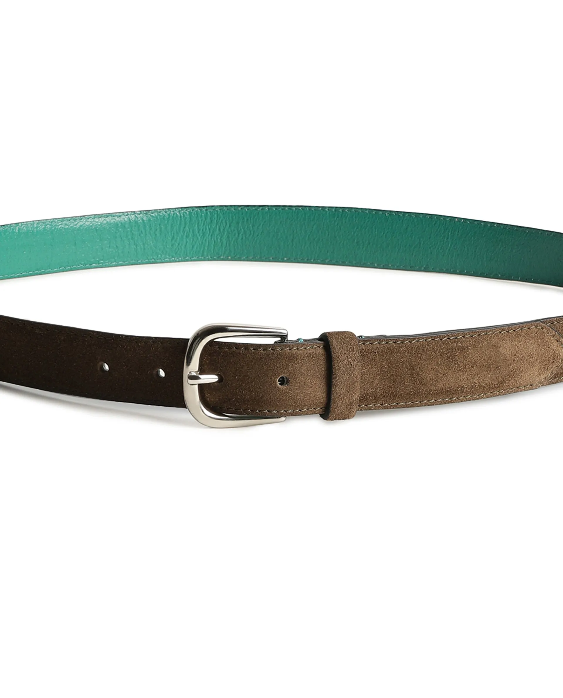 Rare Rabbit Men'S Suedo Olive Belt Leather Fabric Solid