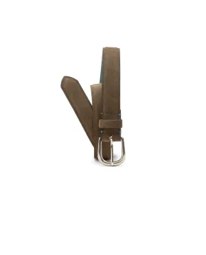 Rare Rabbit Men'S Suedo Olive Belt Leather Fabric Solid
