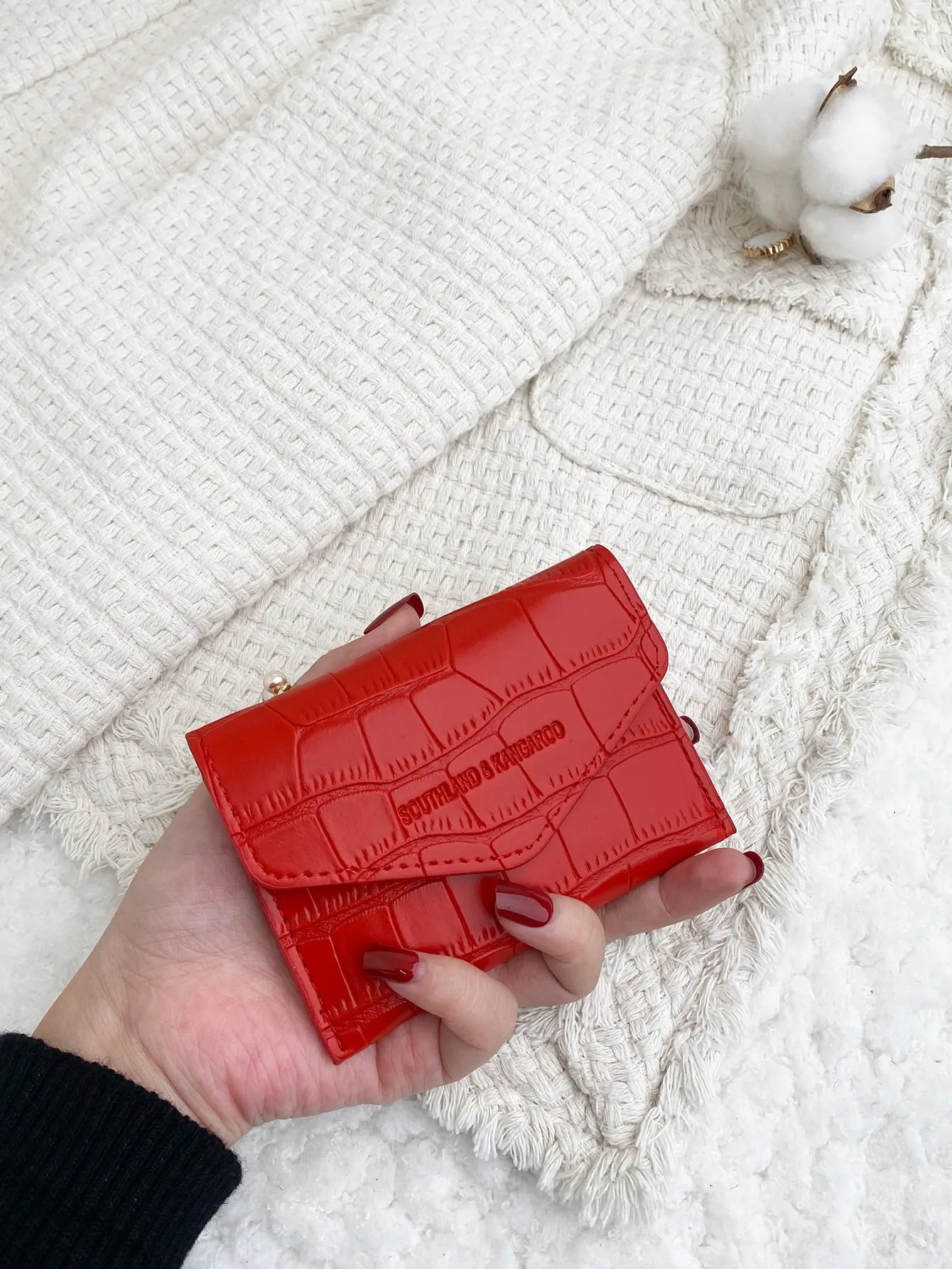 Red Purse Snap Button Coin Purse Small Wallet Card Holder Small Purse Coin Purse