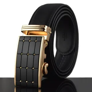 Sleek Black Buckle Leather Belt