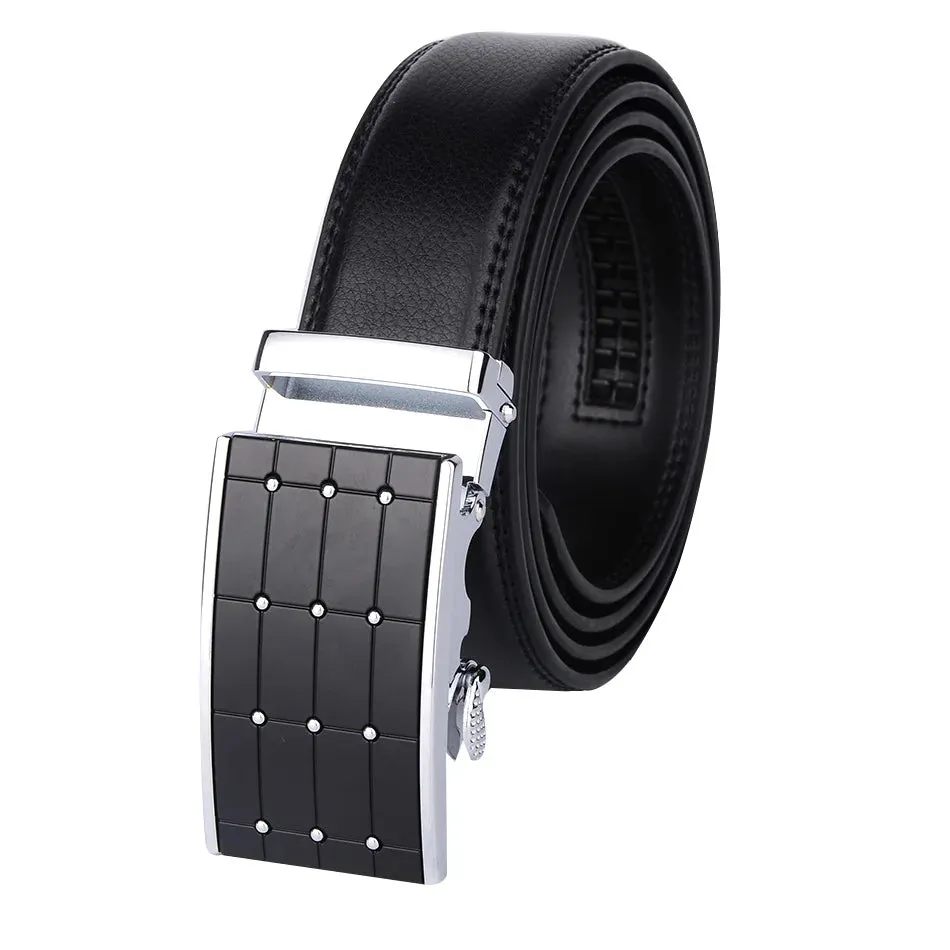 Sleek Black Buckle Leather Belt