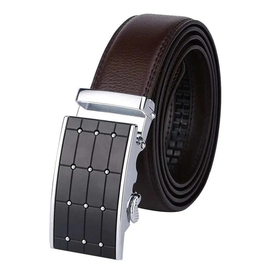 Sleek Black Buckle Leather Belt