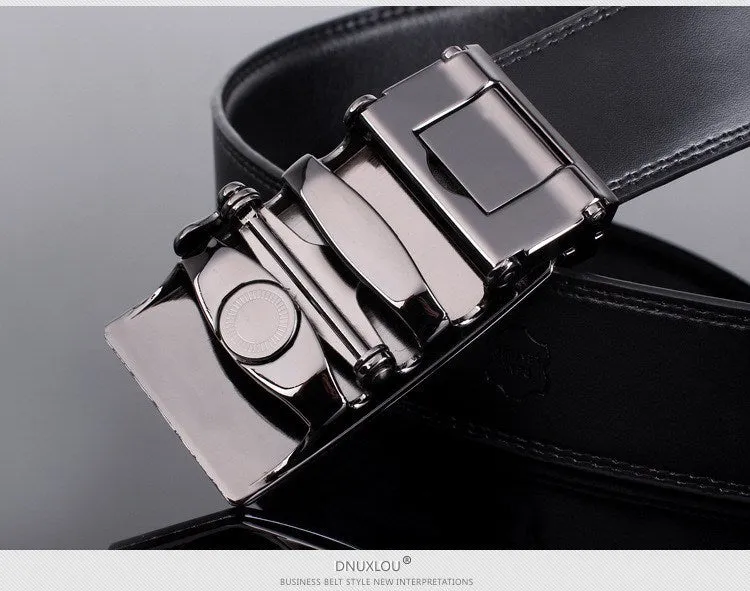 Sleek Black Buckle Leather Belt