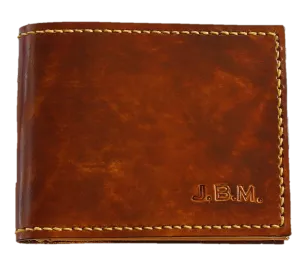 Slimline Billfold Wallet (display) - Tan Interior - Embossed Initials