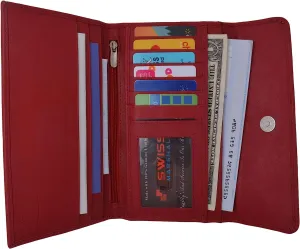 SWISS MARSHAL Ladies RFID Blocking Genuine Leather Long Clutch Credit Card ID Wallet