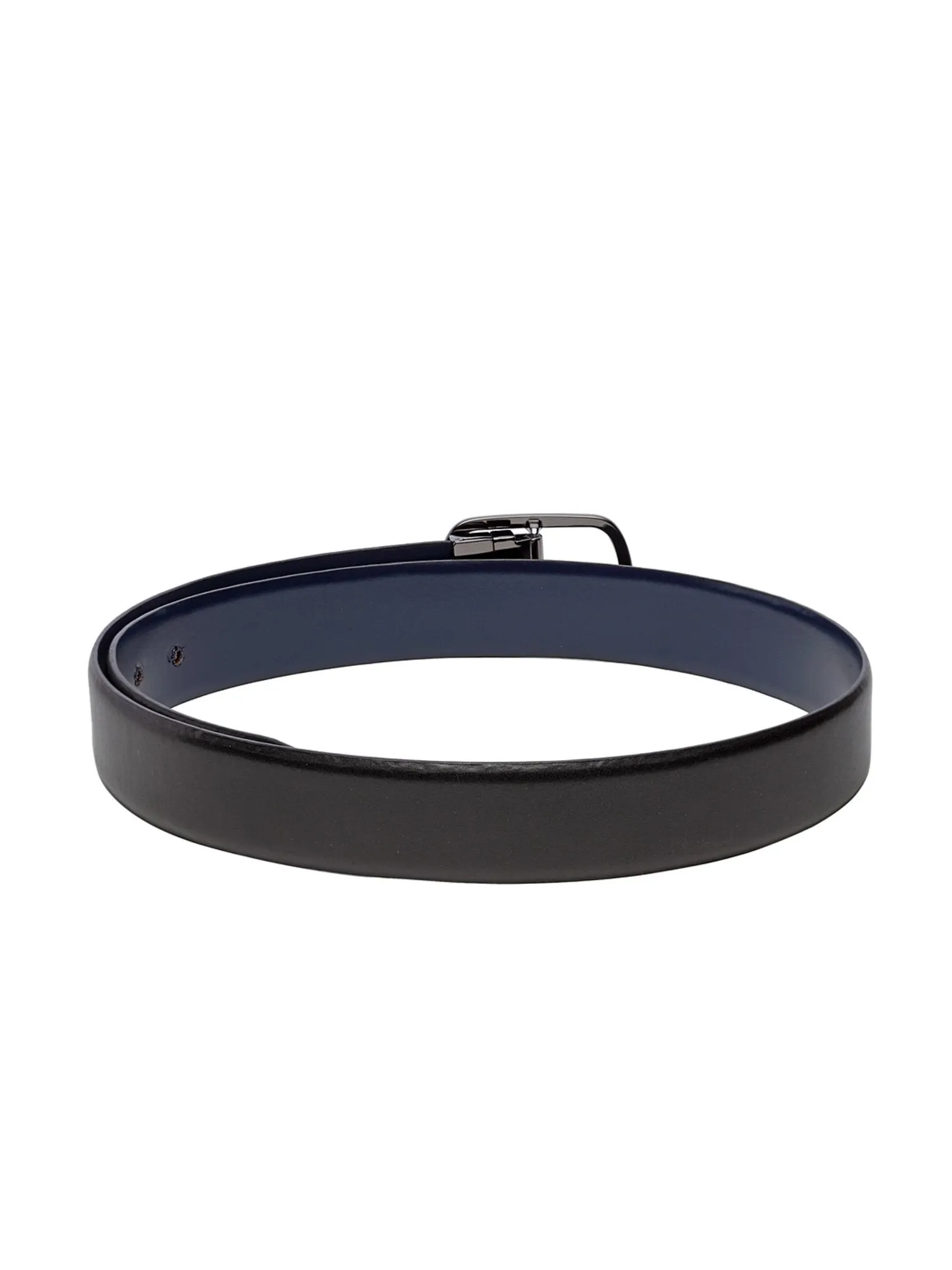 Teakwood Men Black & Blue Solid Genuine Leather Reversible Belt