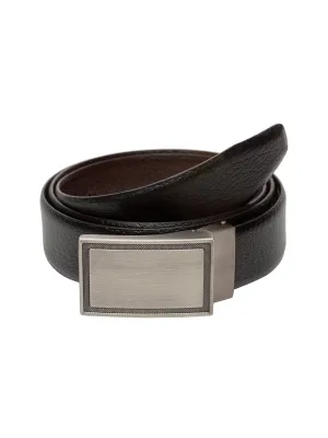 Teakwood Men Genuine Leather Black & Brown Solid Reversible Belt