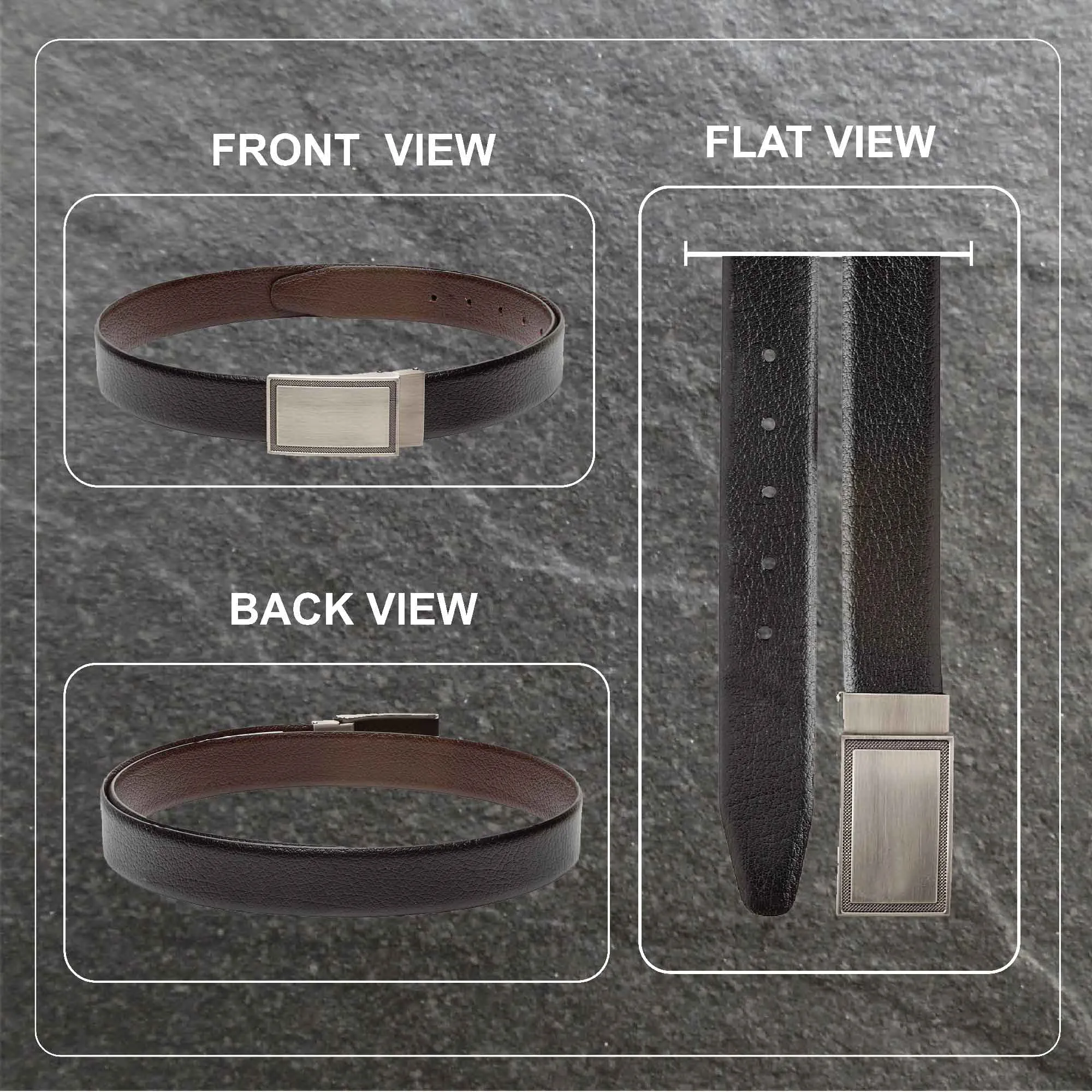 Teakwood Men Genuine Leather Black & Brown Solid Reversible Belt