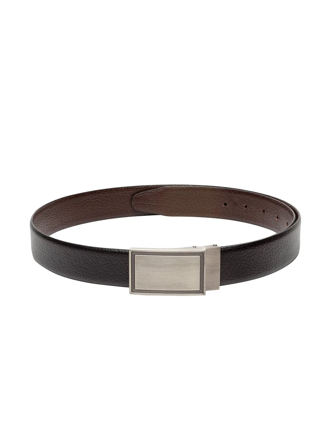 Teakwood Men Genuine Leather Black & Brown Solid Reversible Belt