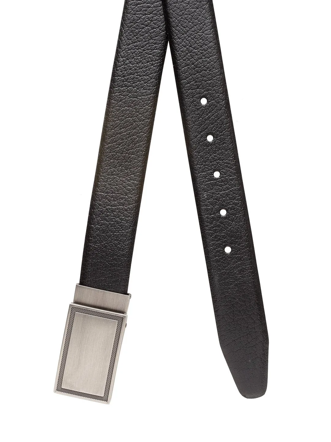 Teakwood Men Genuine Leather Black & Brown Solid Reversible Belt