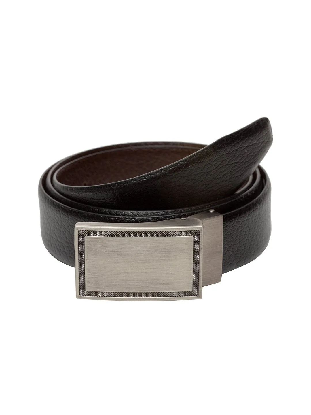 Teakwood Men Genuine Leather Black & Brown Solid Reversible Belt