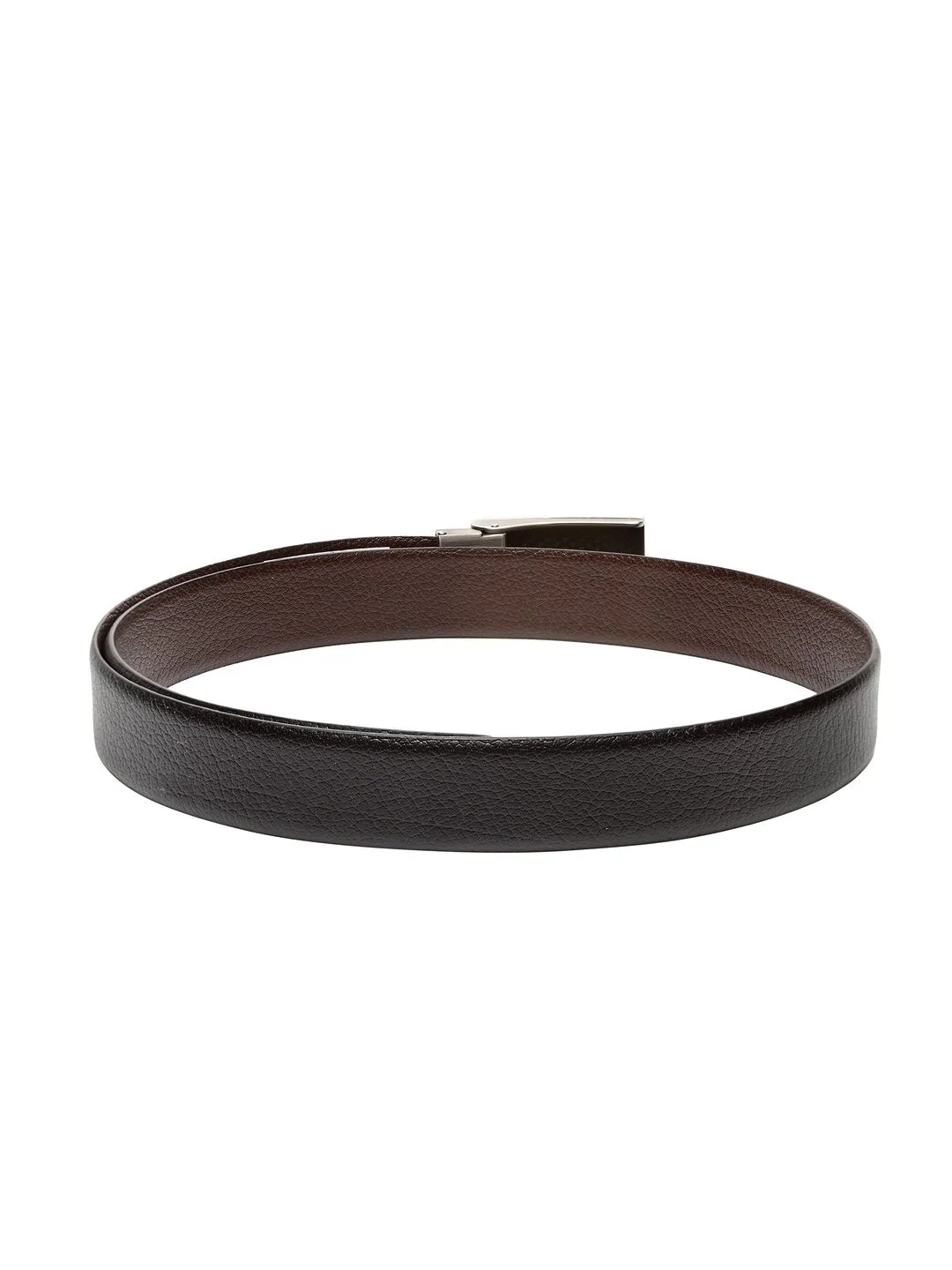 Teakwood Men Genuine Leather Black & Brown Solid Reversible Belt