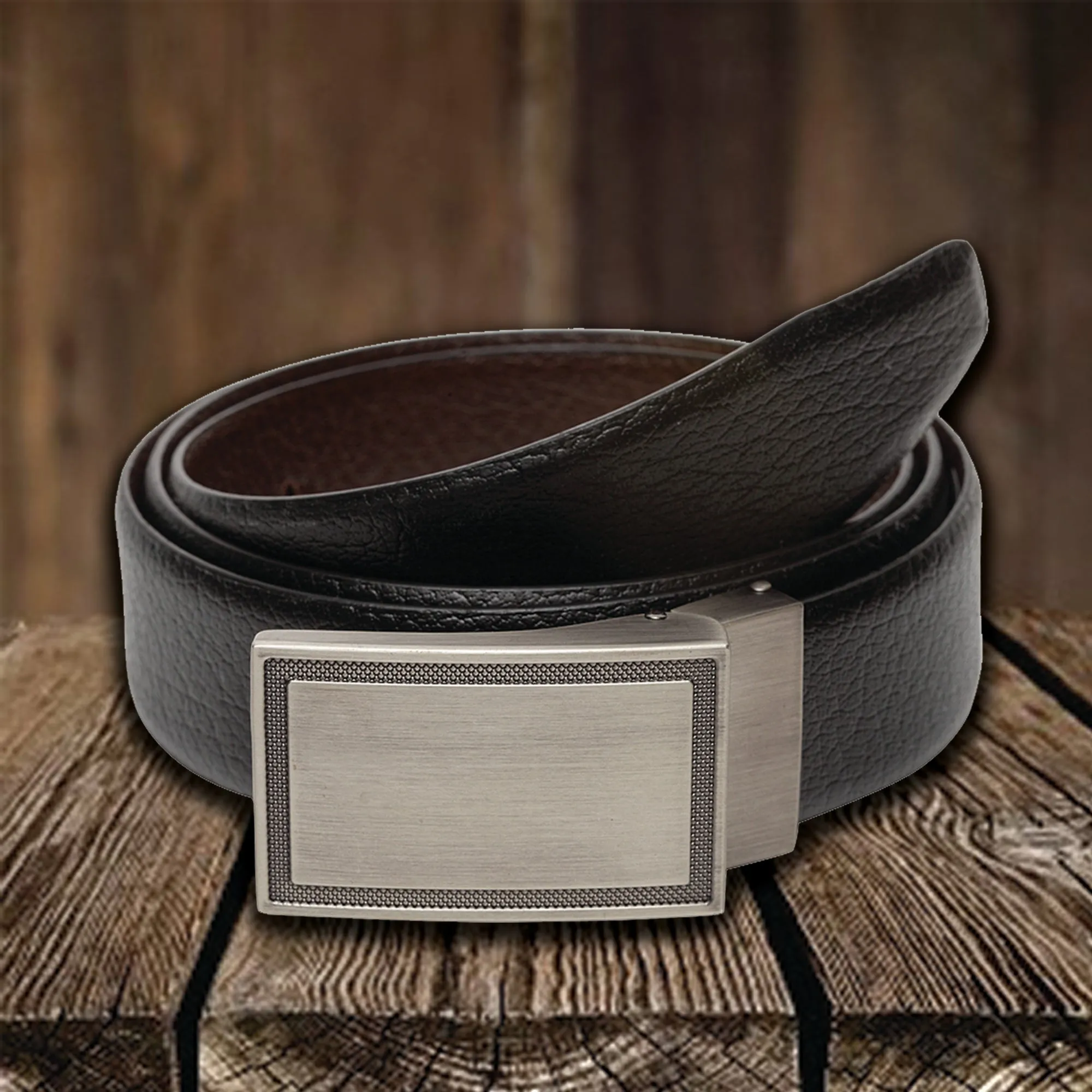 Teakwood Men Genuine Leather Black & Brown Solid Reversible Belt