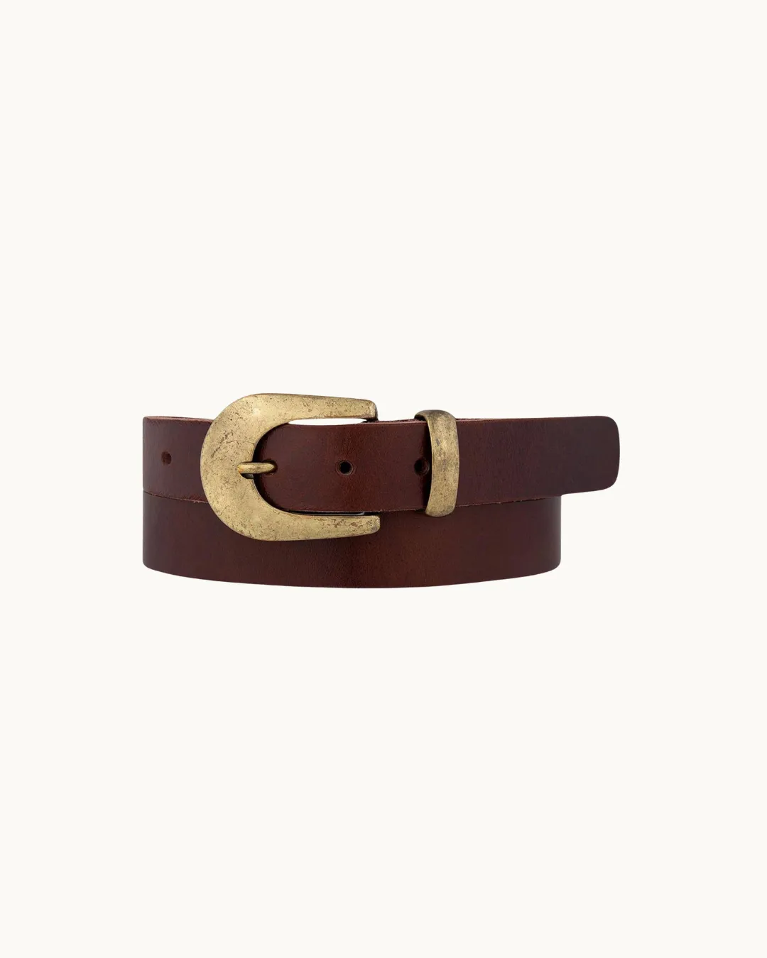 The Annie: Brown Gold Buckle Leather Belt