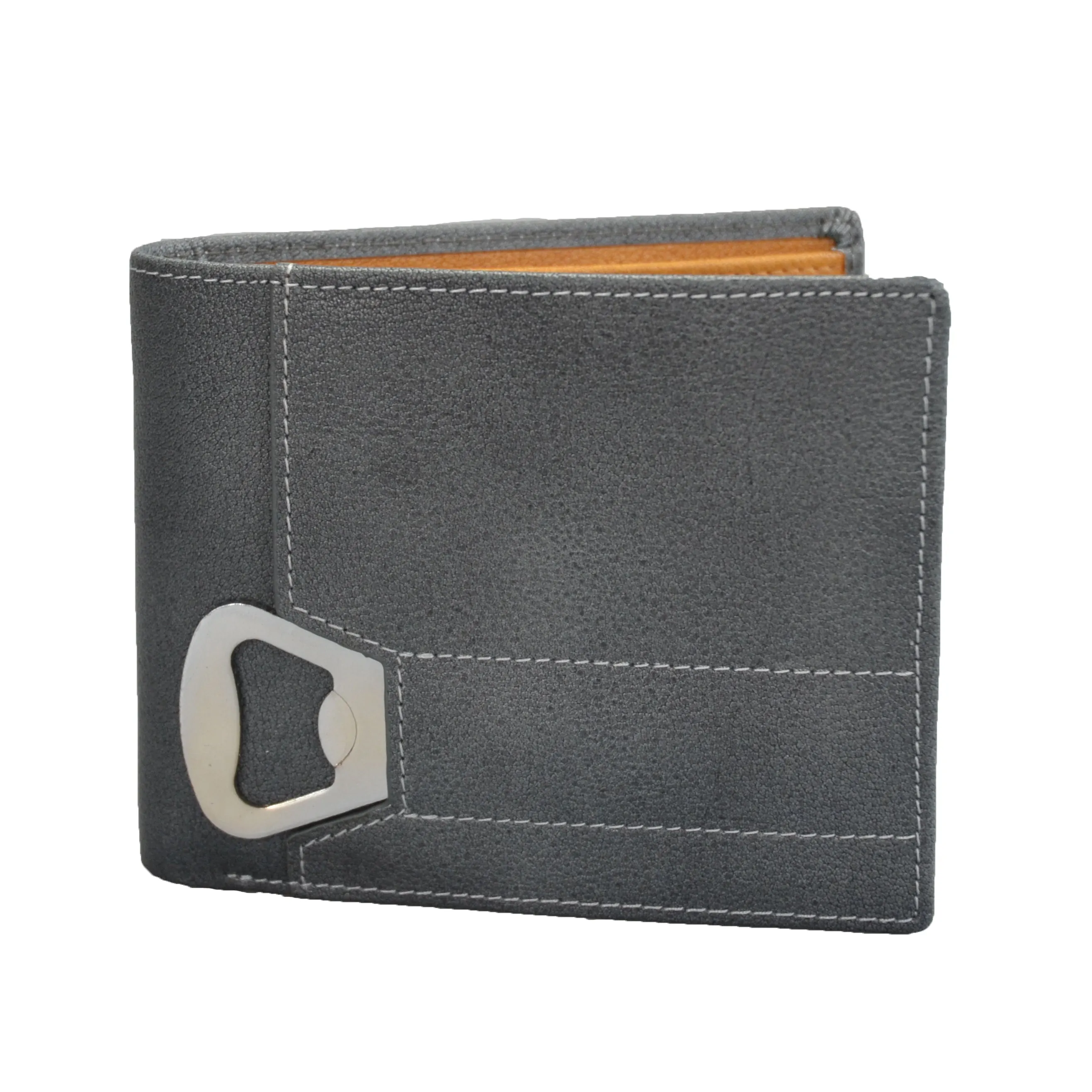 TIGER - Mens Grey Genuine Leather Wallet Bottle Opener in Gift Box