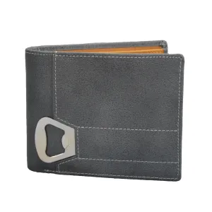 TIGER - Mens Grey Genuine Leather Wallet Bottle Opener in Gift Box