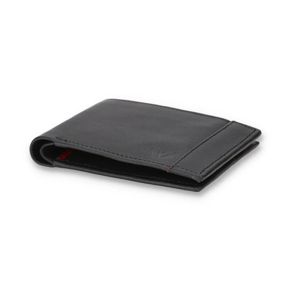 Vallazio Black Bifold Wallet With Red Highlight