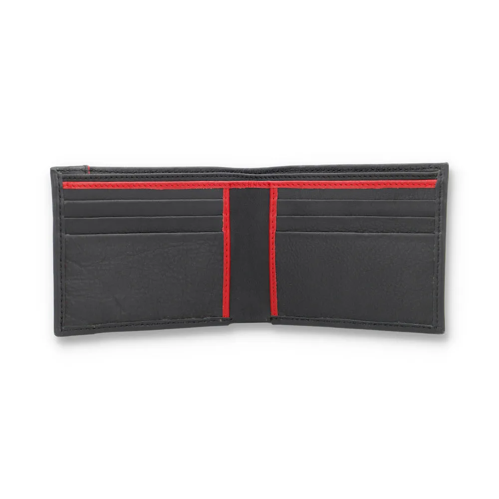Vallazio Black Bifold Wallet With Red Highlight