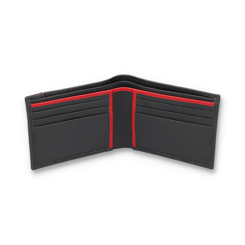 Vallazio Black Bifold Wallet With Red Highlight