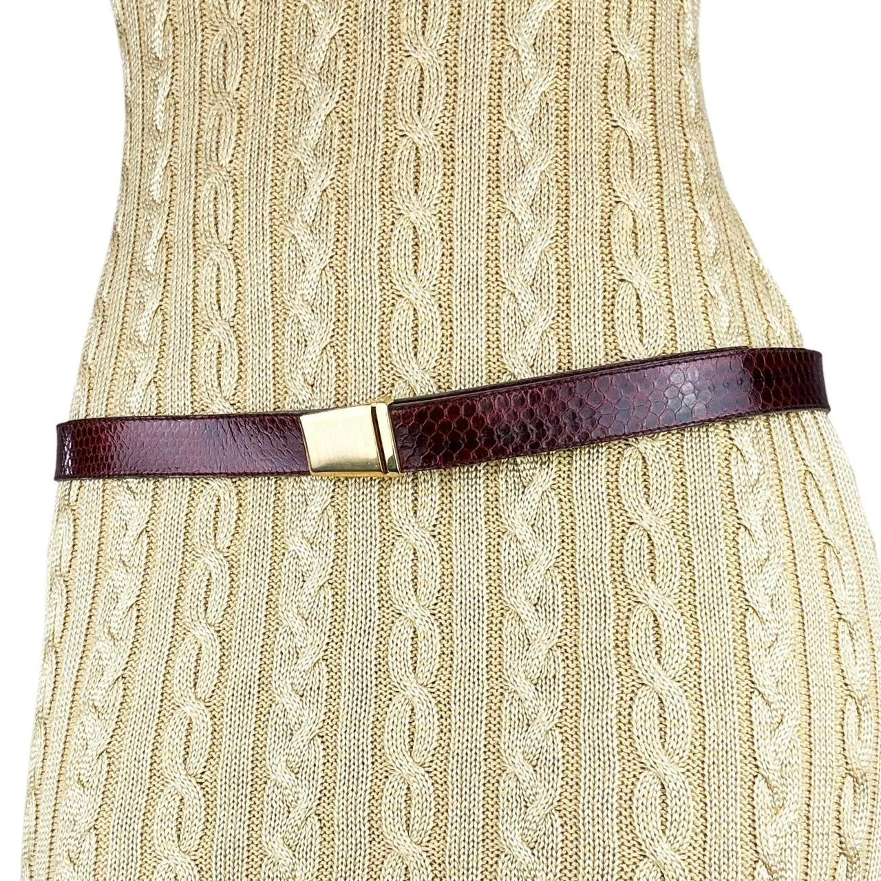 Vintage Burgundy Genuine Snakeskin Belt