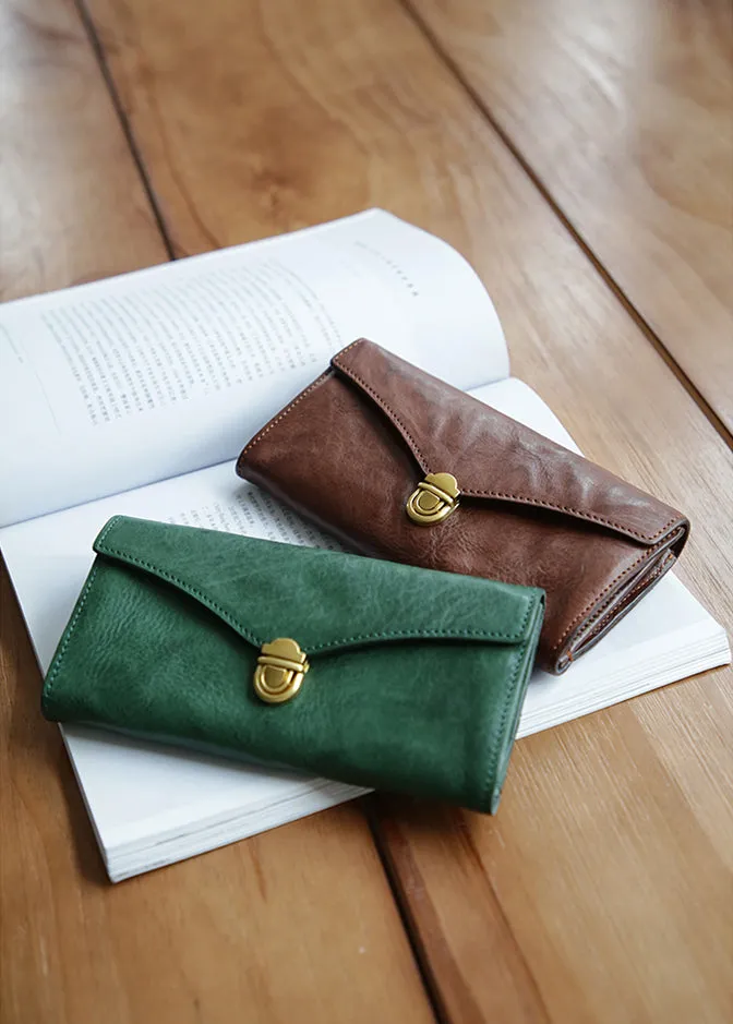 Vintage Womens Leather Wallet Long Wallets For Ladies