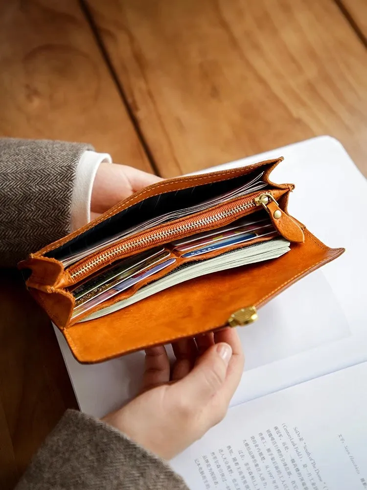 Vintage Womens Leather Wallet Long Wallets For Ladies