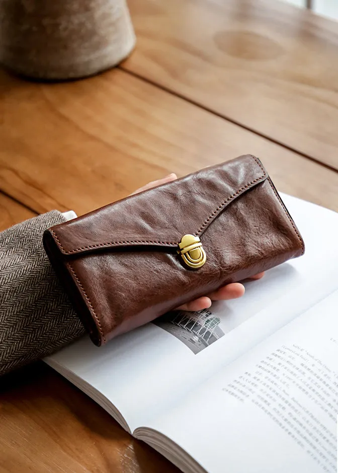Vintage Womens Leather Wallet Long Wallets For Ladies