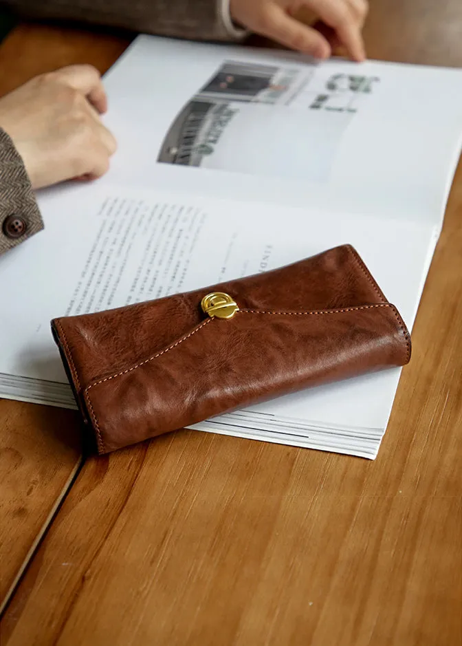 Vintage Womens Leather Wallet Long Wallets For Ladies