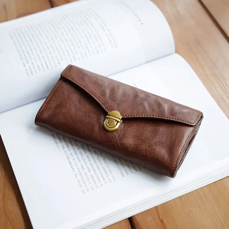Vintage Womens Leather Wallet Long Wallets For Ladies