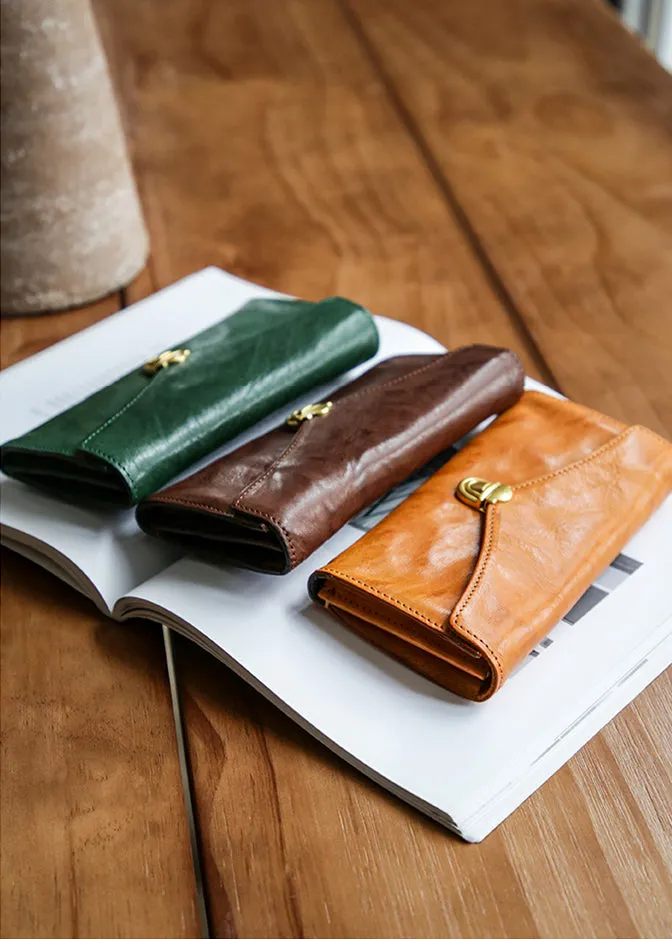 Vintage Womens Leather Wallet Long Wallets For Ladies