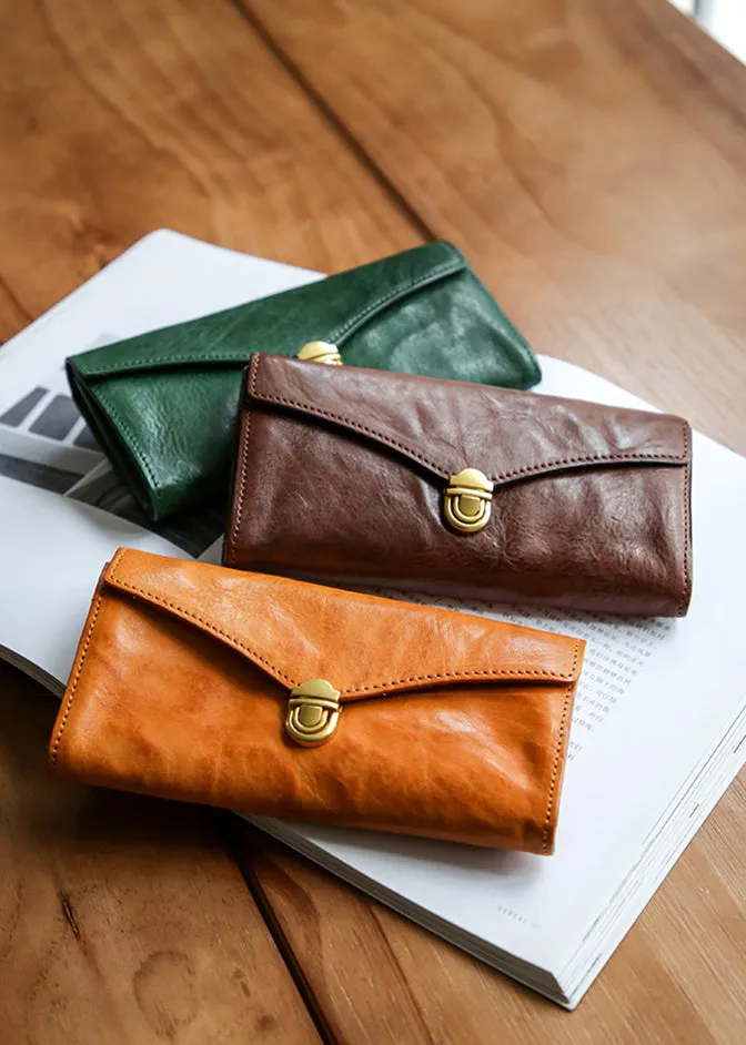 Vintage Womens Leather Wallet Long Wallets For Ladies
