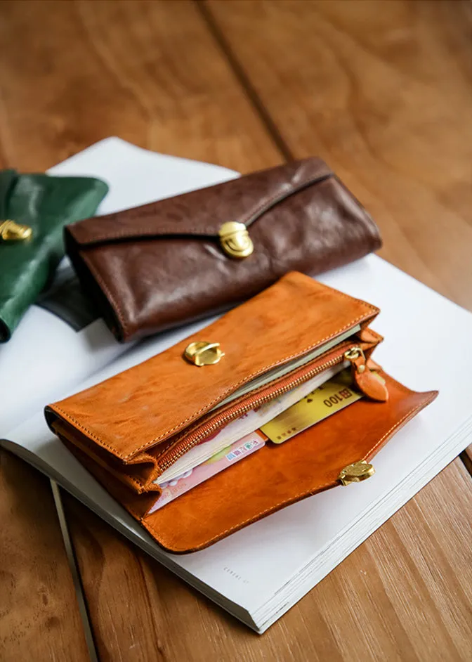 Vintage Womens Leather Wallet Long Wallets For Ladies