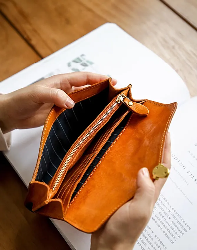 Vintage Womens Leather Wallet Long Wallets For Ladies