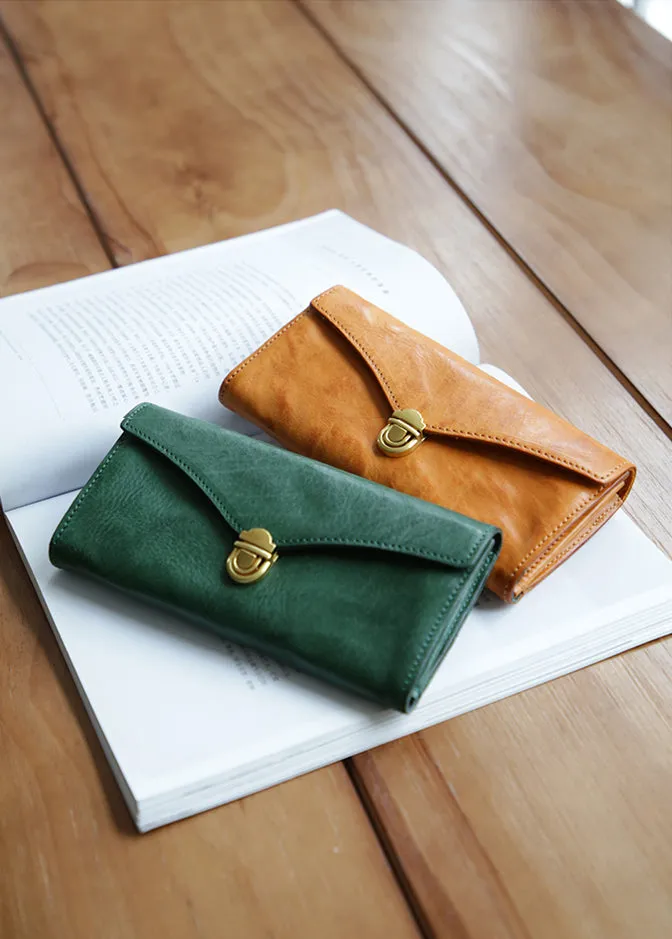 Vintage Womens Leather Wallet Long Wallets For Ladies