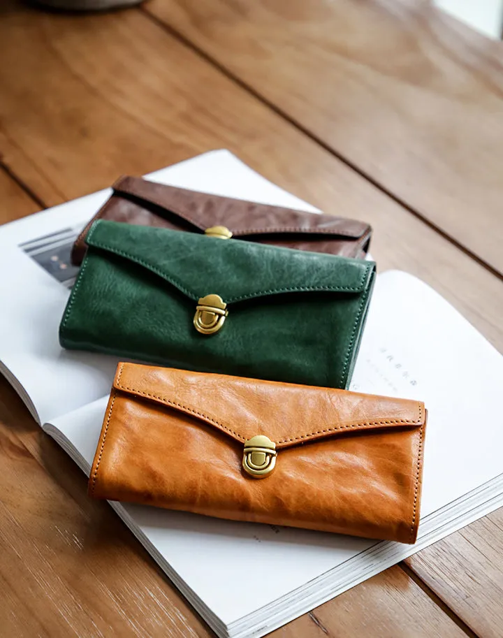 Vintage Womens Leather Wallet Long Wallets For Ladies