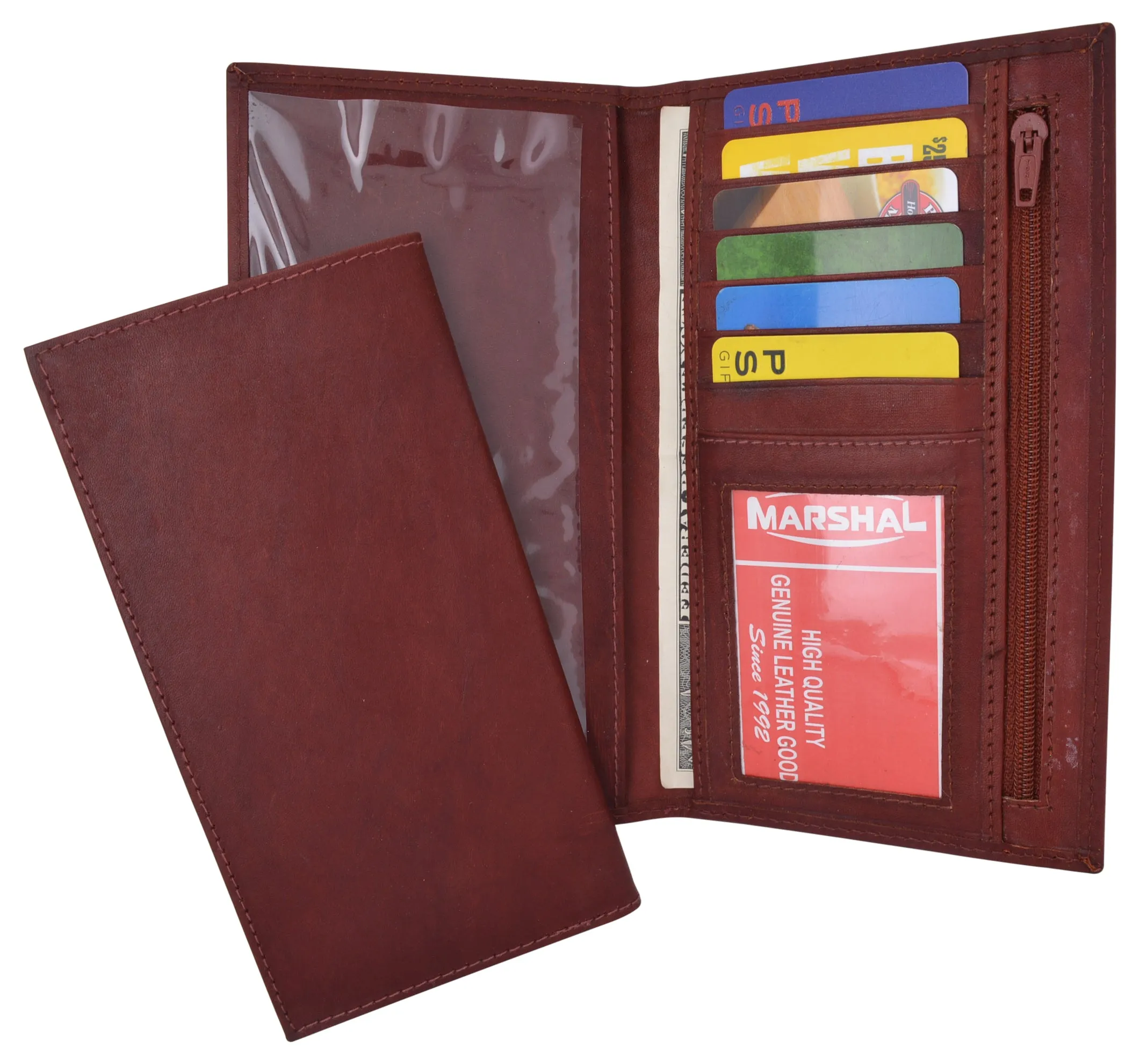 Womens Genuine Leather Checkbook Cover Wallet Organizer with Credit Card Holder for Ladies