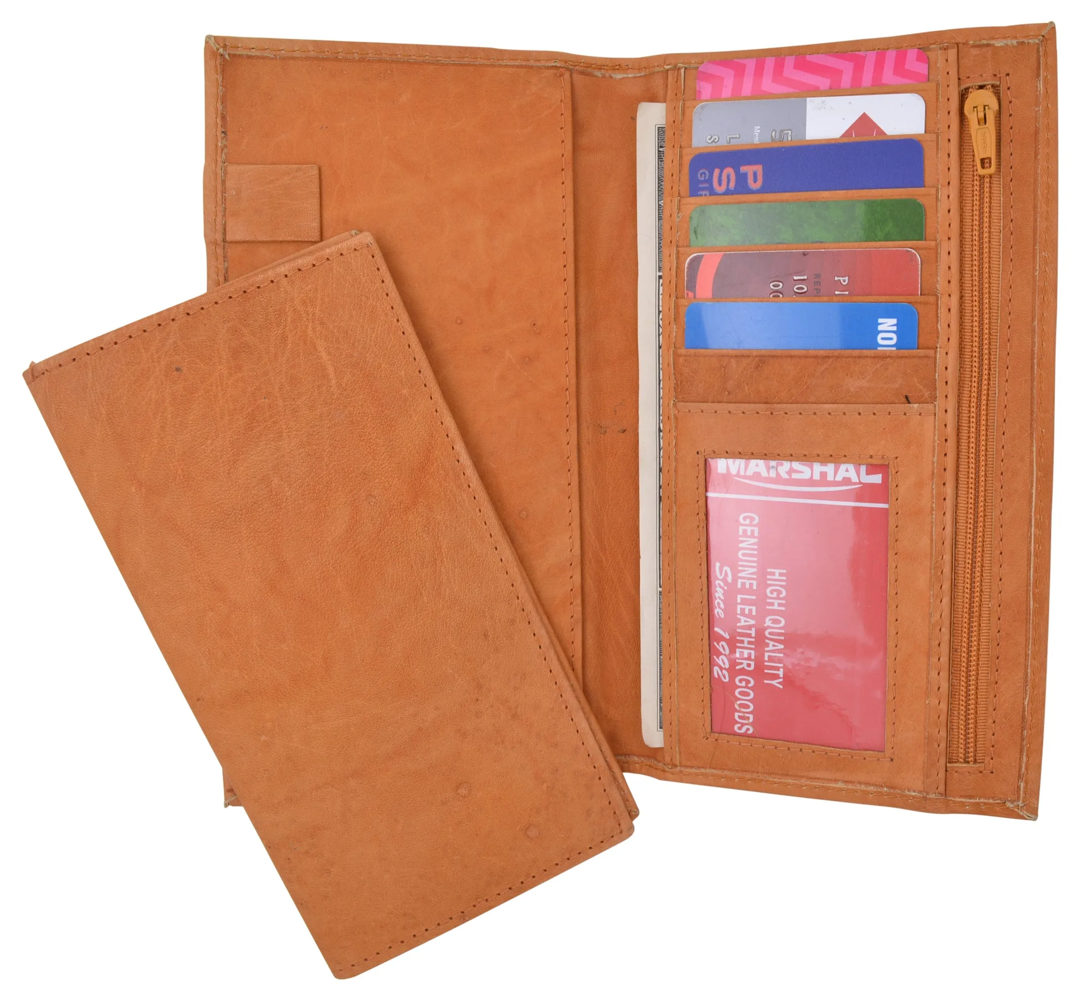 Womens Genuine Leather Checkbook Cover Wallet Organizer with Credit Card Holder for Ladies