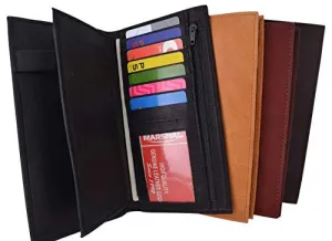 Womens Genuine Leather Checkbook Cover Wallet Organizer with Credit Card Holder for Ladies