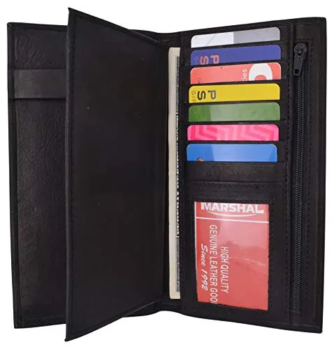 Womens Genuine Leather Checkbook Cover Wallet Organizer with Credit Card Holder for Ladies