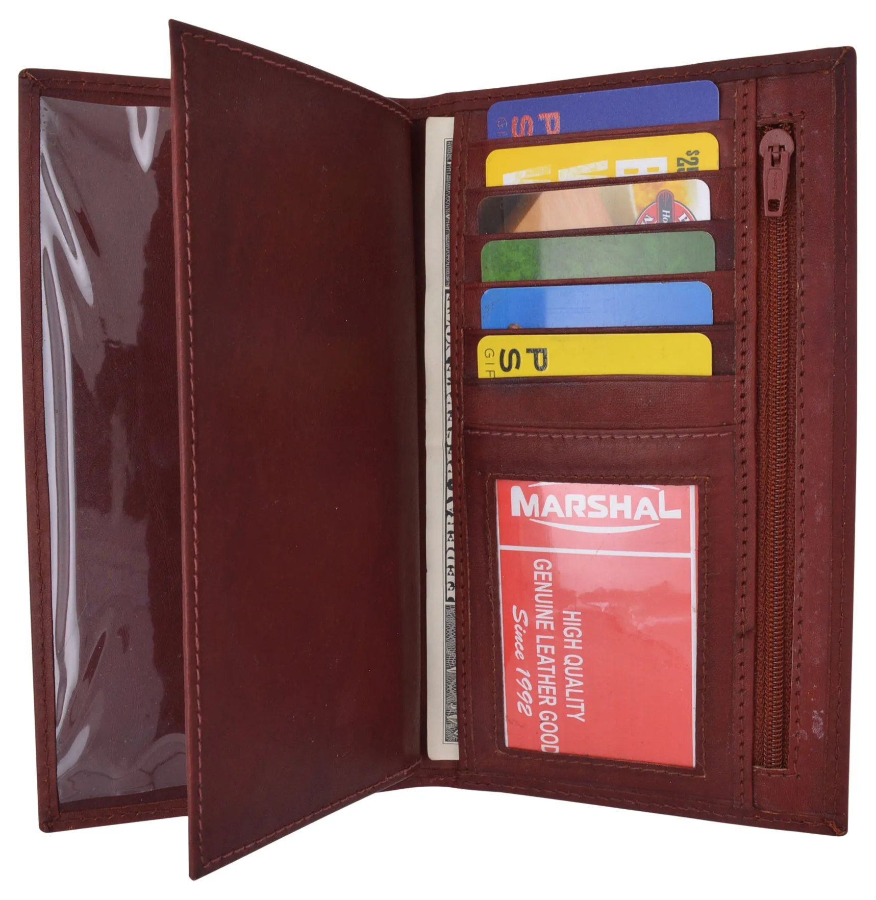 Womens Genuine Leather Checkbook Cover Wallet Organizer with Credit Card Holder for Ladies